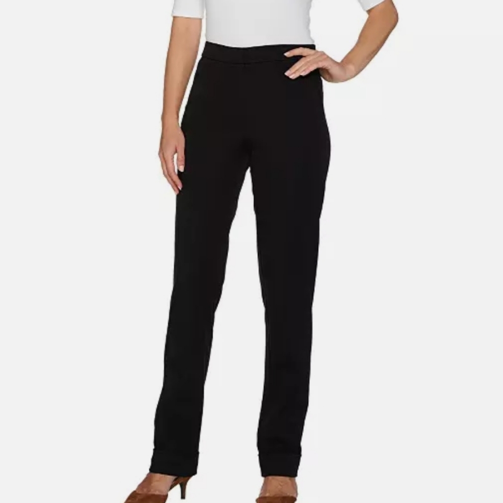 NWT Isaac mizrahi hi rise black super stretch Cuffed trousers